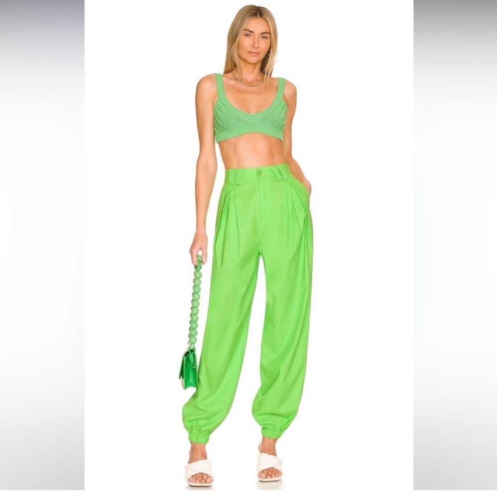 L'Academie Green Track Pants Sz Small
